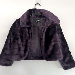 Purple faux fur cropped jacket